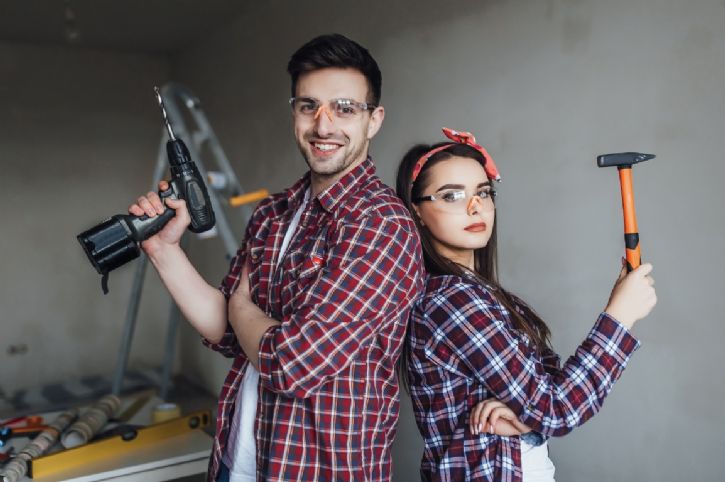 Young couple doing DIY