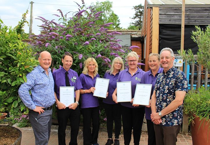 GCA Staff at Monkton Elm Garden Centre in Taunton with their awards taken in 2019