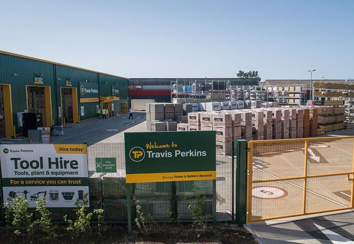 Travis Perkins sign and yard