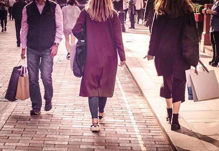 Shoppers in street