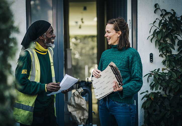 Travis Perkins staff and customer delivery