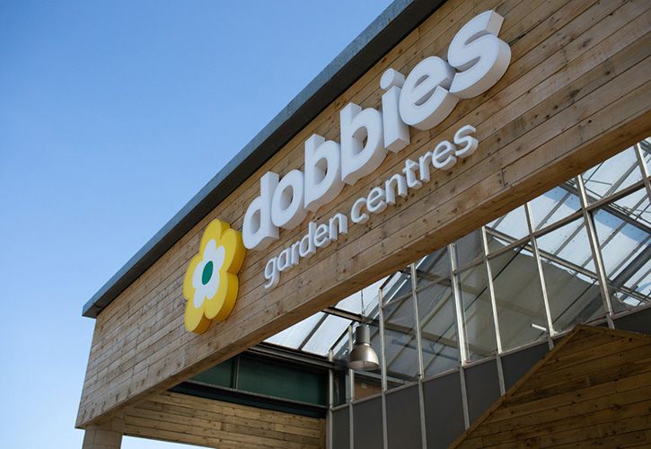 Dobbies store sign angled