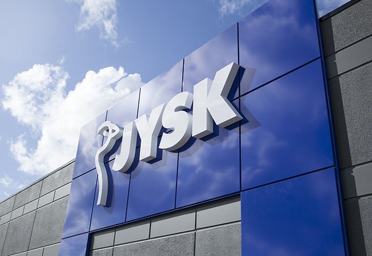 JYSK store sign angled