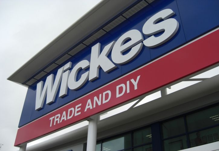 Wickes sign angled